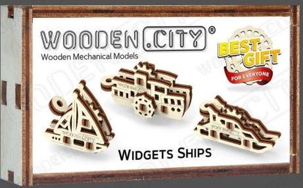WOODENCITY Widgets Ships 3Dpuzzel 28 stuks Voertuigen