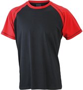 James and Nicholson - Heren Raglan T-Shirt (Zwart/Rood)