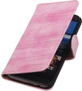 Wicked Narwal | Lizard bookstyle / book case/ wallet case Hoes voor HTC One M9 Roze