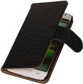 Wicked Narwal | Croco bookstyle / book case/ wallet case Hoes voor LG Optimus L80 Zwart