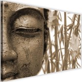 Schilderij Boeddha met bamboe, 2 maten, beige, Premium print