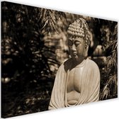 Schilderij Boeddha tussen de bomen, 2 maten, beige, Premium print