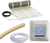 infrarood vloerverwarming voor badkamer / bijkeuken 4m2, 620 Watt, 3mm mat,  E-mat MDIR-50X800, incl thermostaat en sensorbuis