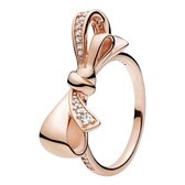 Tracelet - Zilveren Ringen - Ring Grote Strik Rosé | Met zirkonia | 925 Sterling Zilver - 925 Keurmerk Stempel - 925 Zilver Certificaat - In Leuke Cadeauverpakking