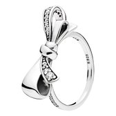 Tracelet - Zilveren Ringen - Ring Grote Strik Zilver | Met zirkonia | 925 Sterling Zilver - 925 Keurmerk Stempel - 925 Zilver Certificaat - In Leuke Cadeauverpakking