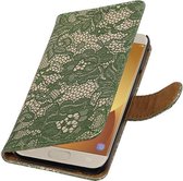 Wicked Narwal | Lace bookstyle / book case/ wallet case Hoes voor Samsung Galaxy J5 (2017) J530F Donker Groen