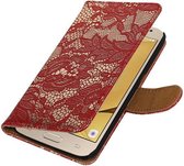 Wicked Narwal | Lace bookstyle / book case/ wallet case Hoes voor Samsung Galaxy J2 (2016 ) J210F Rood