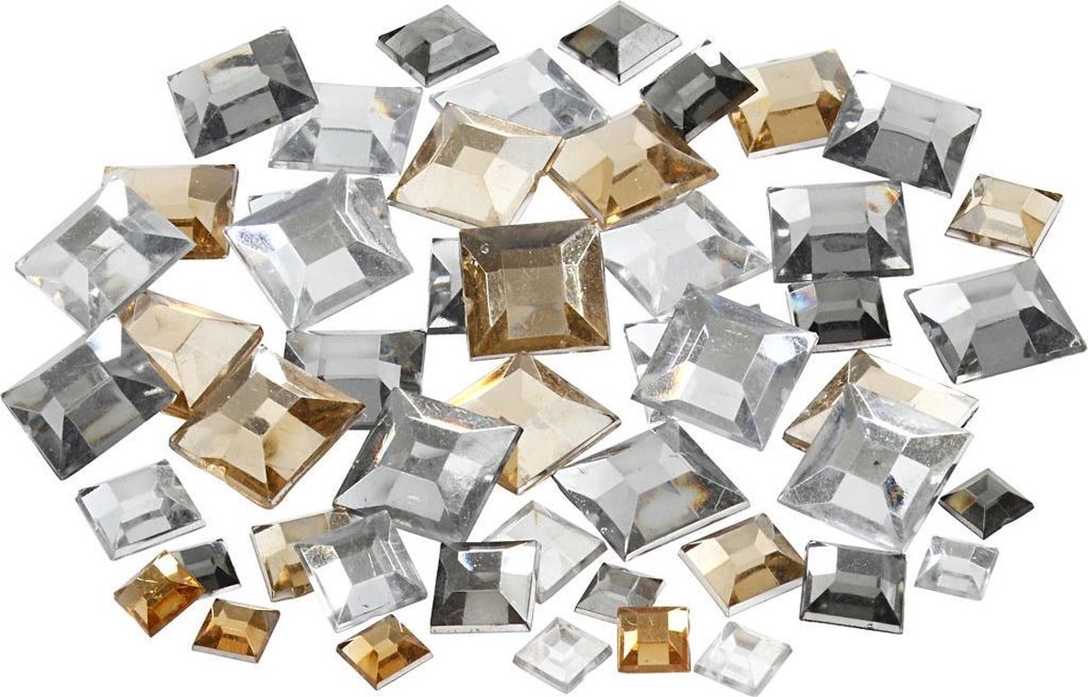 Creative Strasstenen Vierkant 6x9x12mm Goud/zilver 360 Stuks