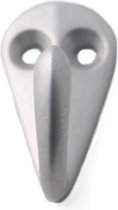 1x Luxe kapstokhaken / jashaken / kapstokhaakjes aluminium zilver enkele haak 3,6 x 1,9 cm