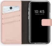 iPhone 12 Mini Hoesje met Pasjeshouder - Selencia Echt Lederen Booktype - Roze