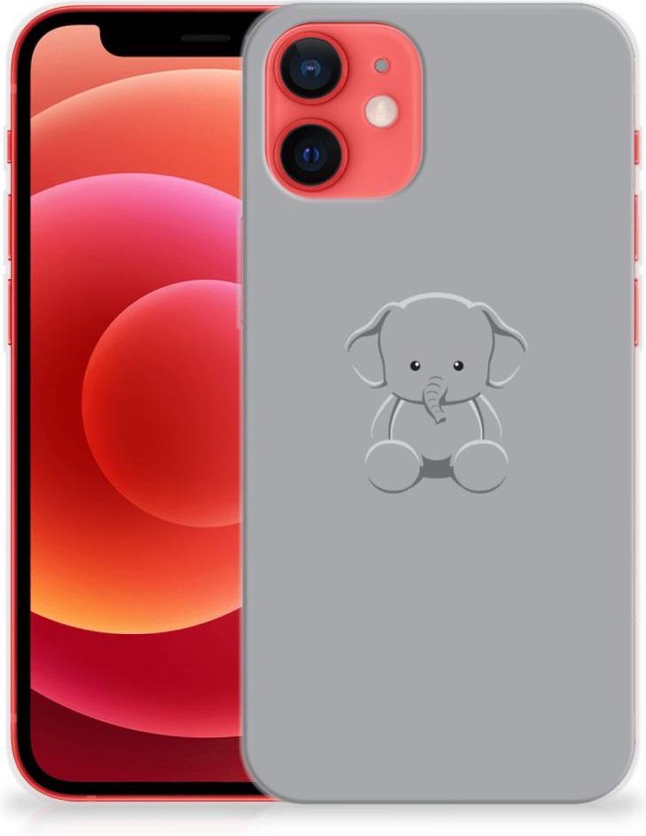 iPhone 12 Mini Telefoonhoesje met Naam Grijs Baby Olifant
