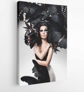 Woman with black hair and art make up and black butterflies - Modern Art Canvas -Vertical - 91824542 - 50*40 Vertical