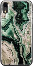 iPhone XR hoesje siliconen - Groen marmer / Marble | Apple iPhone XR case | TPU backcover transparant