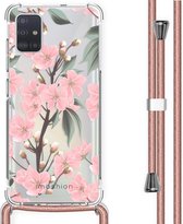 iMoshion Design hoesje met koord voor de Samsung Galaxy A51 - Bloem - Roze / Groen