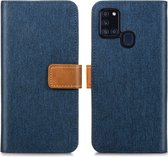 iMoshion Luxe Canvas Booktype Samsung Galaxy A21s hoesje - Donkerblauw