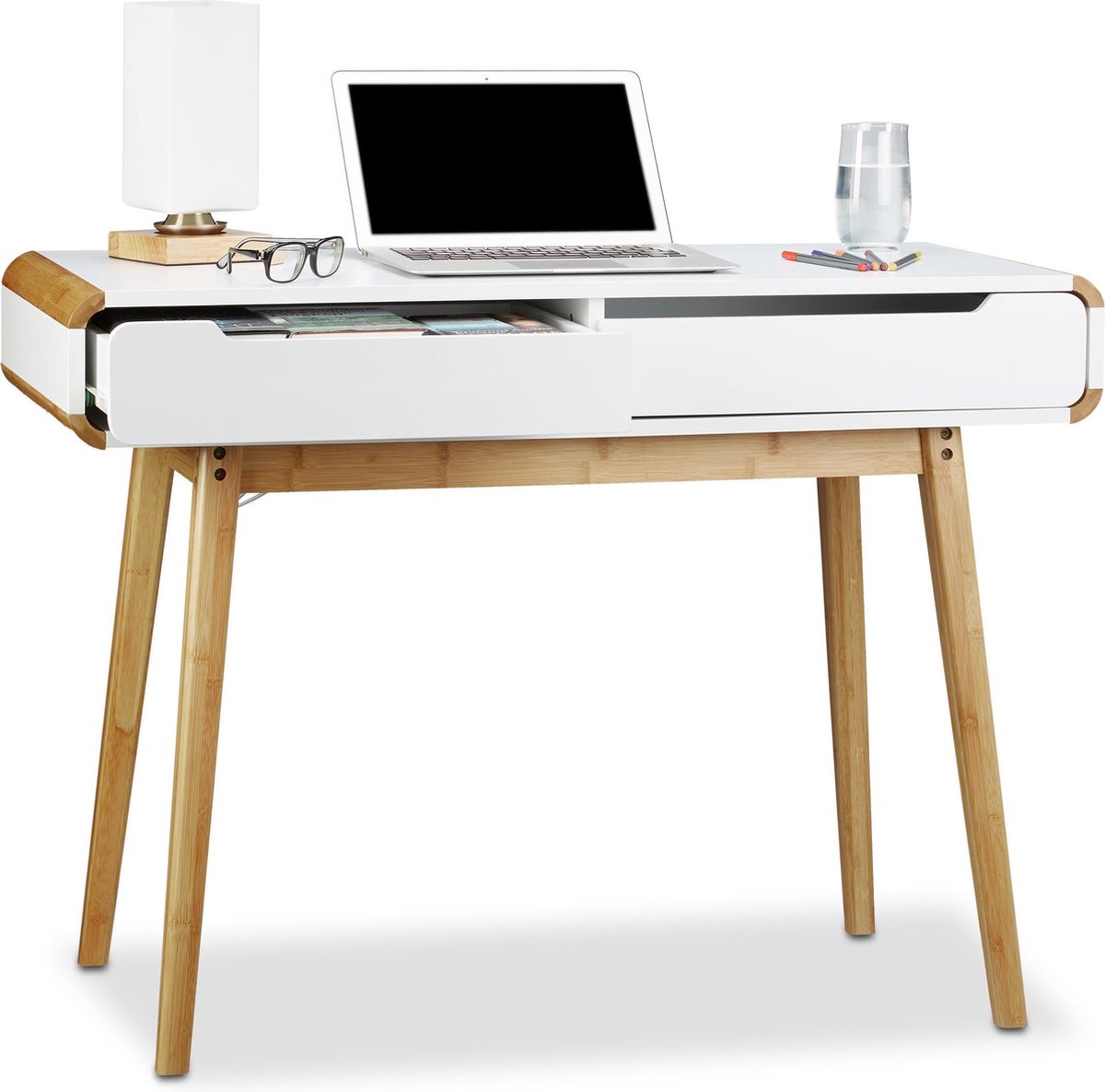 Bureau avec rangement et 3 tiroirs coiffeuse table d'ordinateur