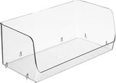 iDesign Voorraadbakje stapelbaar   - Transparant - Stapelbaar - Medium -  brede versie (30,5 x 15 x 13 cm)