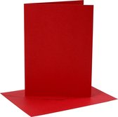 Kaarten en enveloppen, afmeting kaart 12,7x17,8 cm,  230 gr, rood, 4sets, afmeting envelop 13,3x18,5 cm