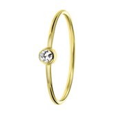 Lucardi Dames ring met witte zirkonia steen - Ring - Cadeau - Moederdag - 14 Karaat Goud - Geelgoud