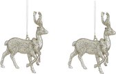 2x Gouden rendier kersthangers kunststof 12 cm kerstornamenten - Kerstboomversiering - Kerstornamenten