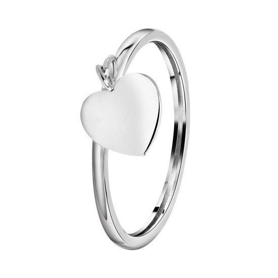 Lucardi Dames Ring dangle hart - Ring - Cadeau - Echt Zilver - Zilverkleurig