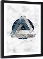 Foto in frame  Driehoek van gekleurd marmer, 80x120, wit/blauw