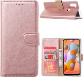 Ntech Geschikt voor Samsung Galaxy A31 Book Case - Rose goud