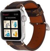 Leren grid band - bruin - Geschikt voor Apple Watch
