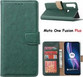 Motorola Moto One Fusion Plus Hoesje met Pasjeshouder portemonnee bookcase - Groen