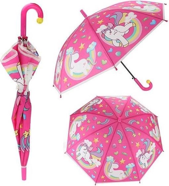 Roze eenhoorn paraplu voor kinderen 80 cm - Unicorn kinderparaplu - Dieren  artikelen... | bol.com
