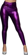 Glanzende legging - Paars - Maat XXL – Hoge sluiting - Disco