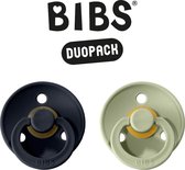 BIBS Fopspeen - Maat 2 (6-18 maanden) DUOPACK - Dark Denim & Sage - BIBS tutjes - BIBS sucettes