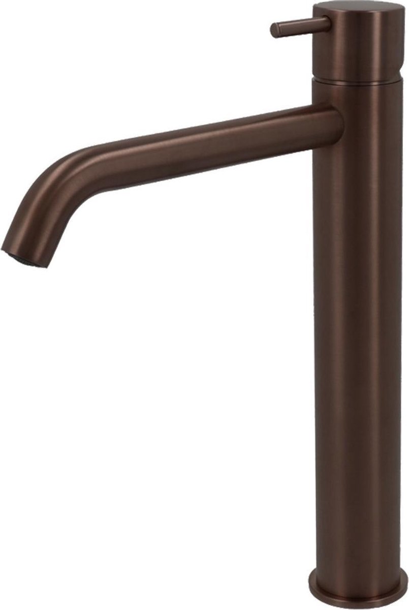 Hotbath Cobber - Wastafelmengkraan - zonder Waste - Laag - Bruin - Opbouw - Messing - V02