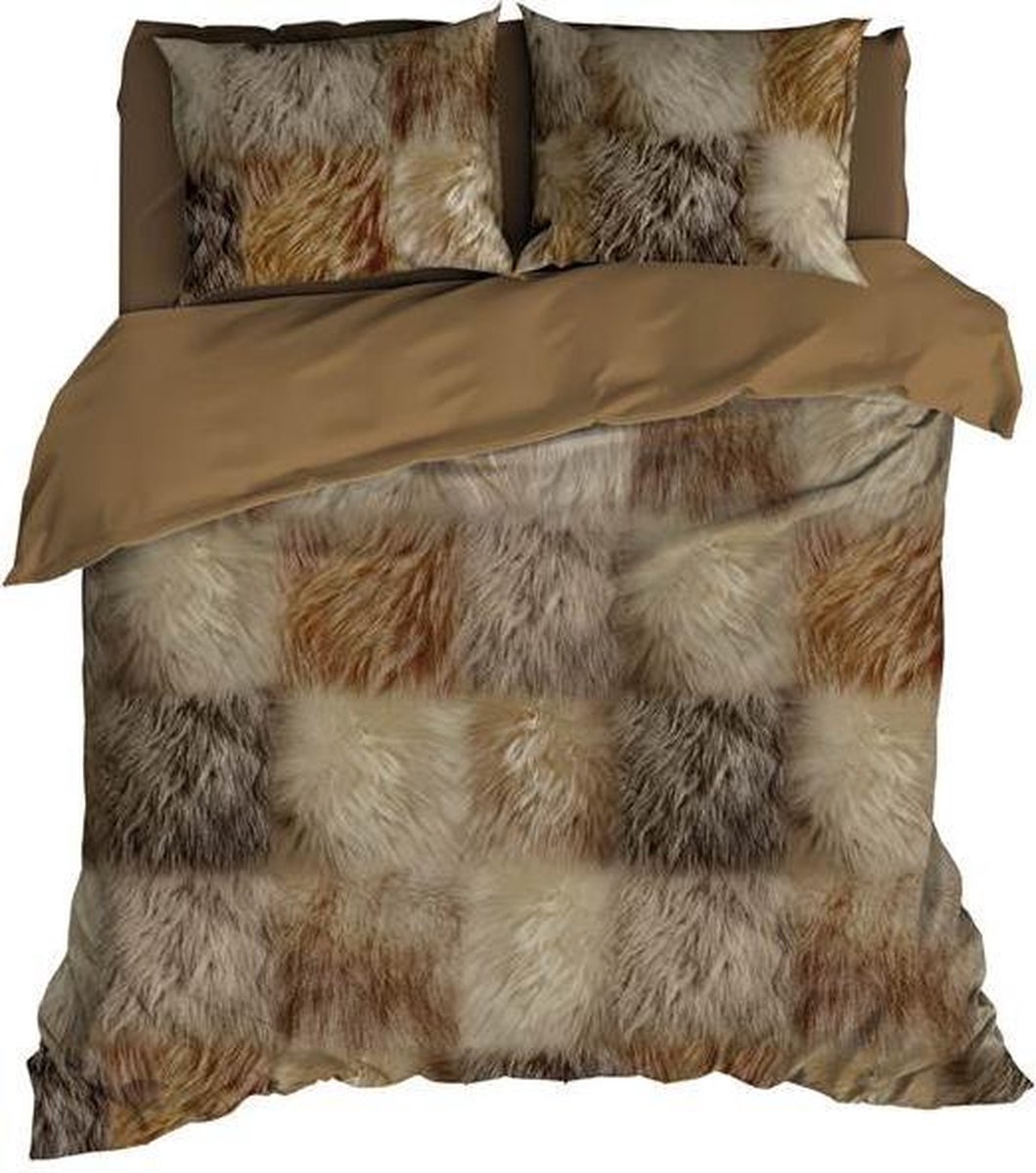 Satin d'Or Fur - Dekbedovertrek - Tweepersoons - 200x200/220 cm - Tobacco