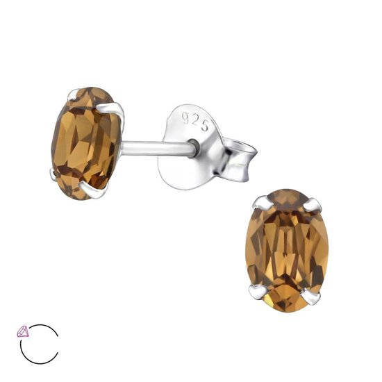 Boucles d'oreilles | Boucles d'oreilles | Clous d'oreilles en argent, ovale avec cristal Swarovski