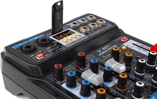 Mengpaneel - Vonyx VMM-P500 mixer met Bluetooth, mp3 speler en digitale sound processor (echo & delay effecten) - Vonyx