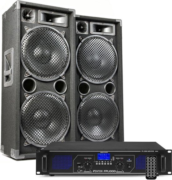 DJ geluidsinstallatie met Bluetooth - MAX212 DJ luidsprekers + Bluetooth  versterker... | bol.com