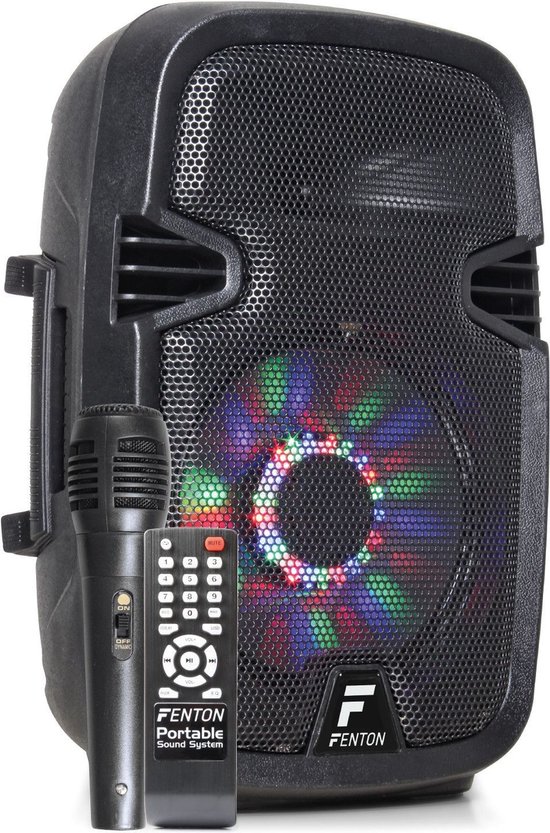 mate merk Baleinwalvis Party speaker - Fenton FT8LED Bluetooth speaker met microfoon en LED  lichteffect - 300W | bol.com