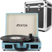 Platenspeler Bluetooth - Fenton RP115 platenspeler in koffer met Bluetooth, USB, ingebouwde speakers en zwarte platenkoffer (75 platen)