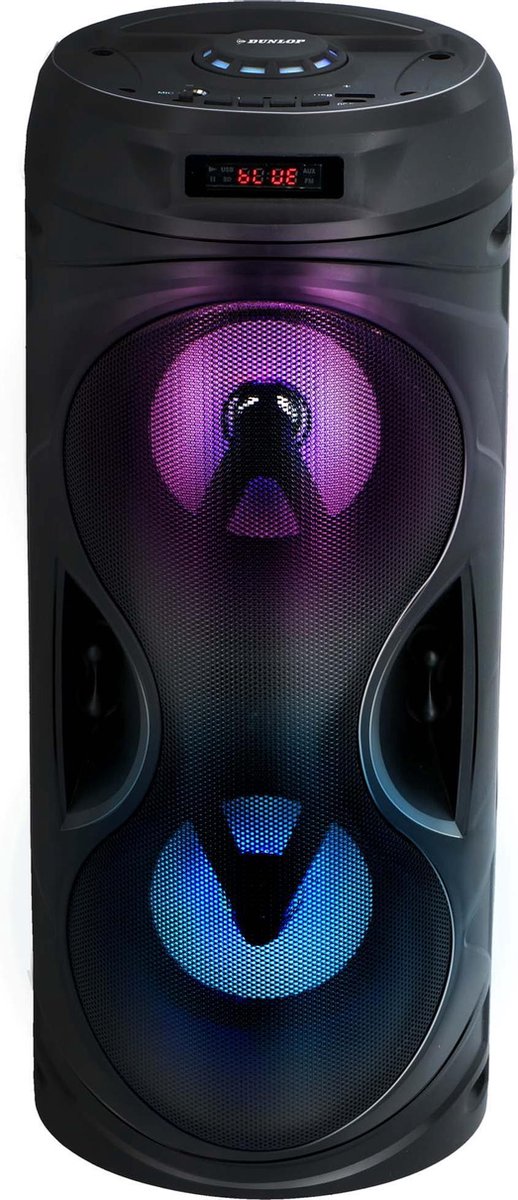Haut-parleur Bluetooth Dunlop - 2x 5 Watt - LED multicolore - FM- Radio -  10,5 heures... | bol