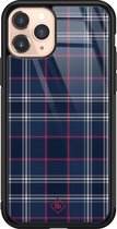 iPhone 11 Pro hoesje glass - Tartan blauw | Apple iPhone 11 Pro  case | Hardcase backcover zwart
