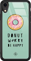 iPhone XR hoesje glass - Donut worry | Apple iPhone XR  case | Hardcase backcover zwart