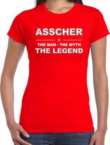 Asscher naam t-shirt the man / the myth / the legend rood voor dames L