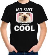 Rag doll katten / poezen t-shirt my cat is serious cool zwart voor kinderen XS (110-116)