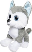Pluche grijs/witte Husky honden knuffel 25 cm