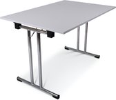 Inklapbare tafel recht | 120x80 | T-frame | Blad: Grijs | Frame: Chrome