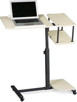 relaxdays table d'ordinateur portable XL, réglable en hauteur, bois, ordinateur portable standard table de projecteur crème