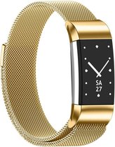 Milanees Smartwatch bandje - Geschikt voor  Fitbit Charge 2 Milanese band - goud - Maat: S - Horlogeband / Polsband / Armband