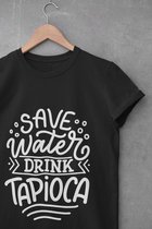 Boba Milk Tea T-Shirt - ZWART - Melk Thee Tapioca Asian Drank Food Lover Bubble | SAFE WATER | Maat L