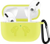 Case Cover Voor Apple Airpods Pro - Geel - Siliconen - Met Musketon Haakje - Watchbands-shop.nl